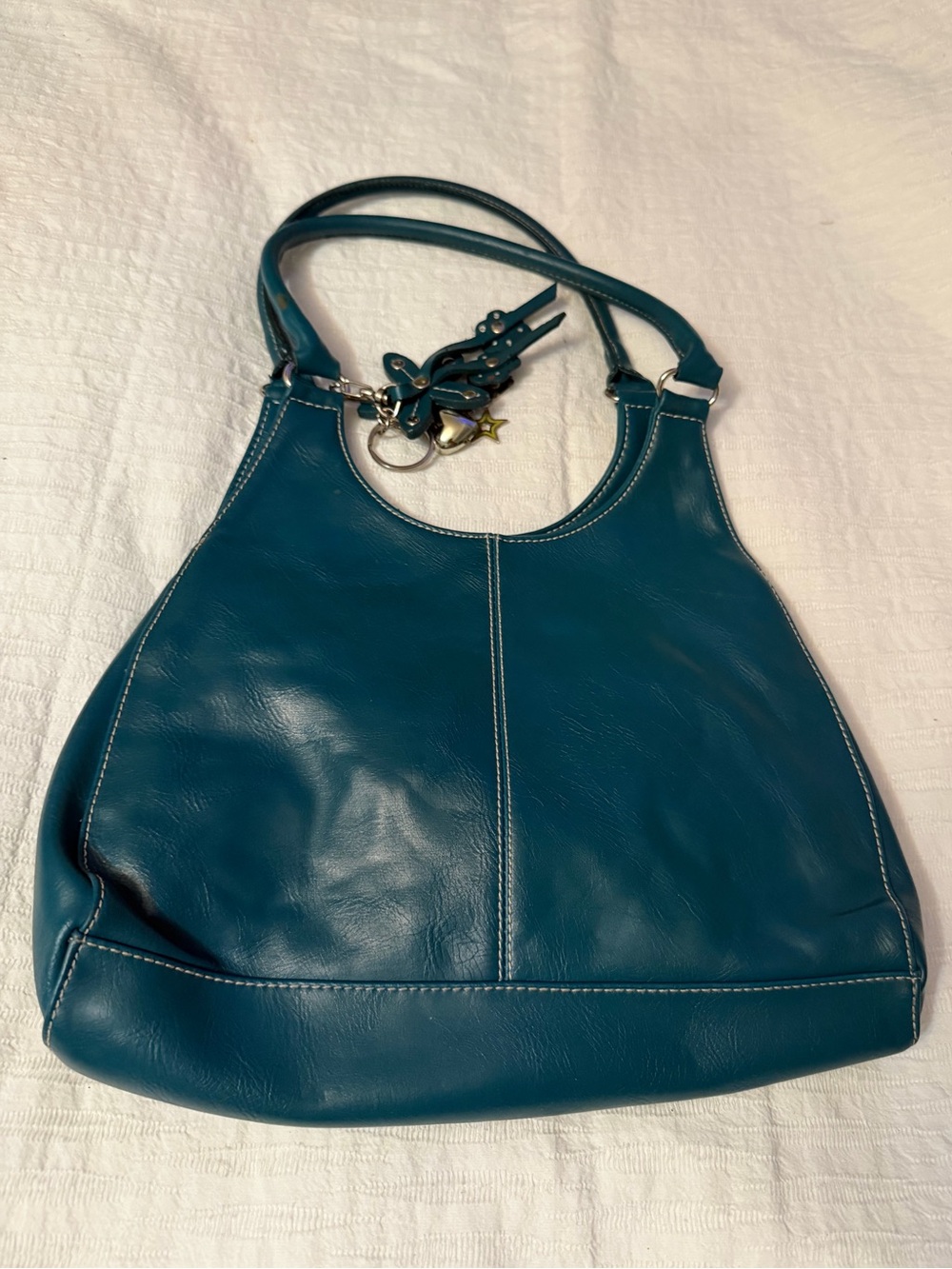 St Johns Bay Teal Leather Hobo Bag Womens Shoulder Purse Soft Leather Handbag